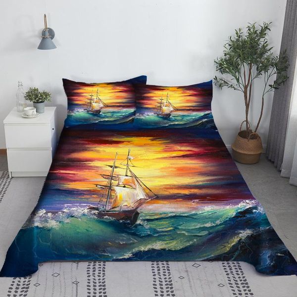 

sheets & sets oil painting bed sheet set 3d printed polyester art flat with case print bedding for kids baby adults woman man