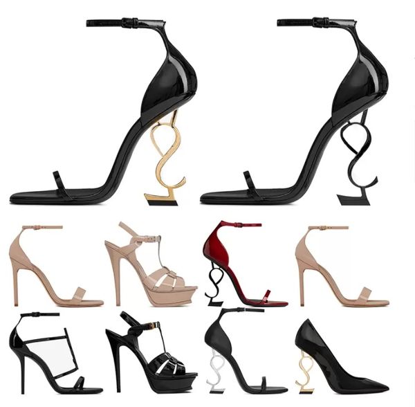 Designer-Schuhe, Paris, Damen-Kleiderschuhe, Metallbuchstaben, Luxusmarke, Sandalen, Damenmode, echtes Leder, offene Spitze, Super-High-Heels, Braut, Hochzeitsbankett