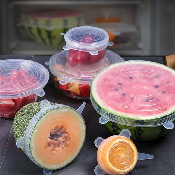 

kitchen storage & organization 6pcs universal accessories silicone reusable food wrap bowl pot cover stretch lids cooking cookware tools