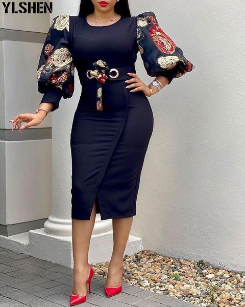 

ethnic clothing african designer clothes dashiki flowers pattern print dress christmas waist belt robe dresses for women africa, Red