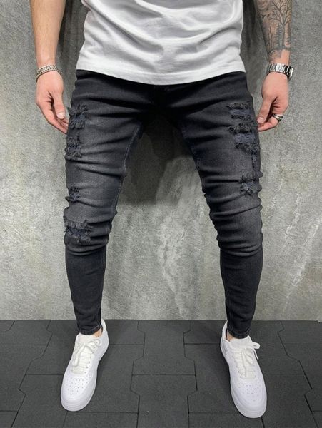 

men ripped frayed wash skinny jeans 74c5#, Blue