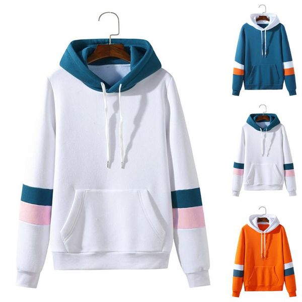 

men's hoodies & sweatshirts color block sweatshirt mens casual baggy stripe hoodie pullover sports pocket hooded outwear, Black
