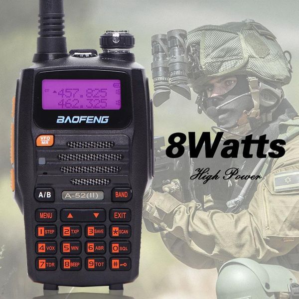 

walkie talkie baofeng a-52 ii 8watts powerful 10km long range hf transceiver upgrade of a52 uv 5r cb portabling radio