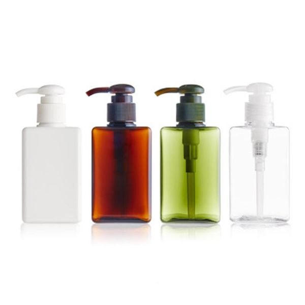

10pcs empty pump container shampoo bottle plastic petg square refillable soap shaving lotion dispenser 150ml for hair shower gel