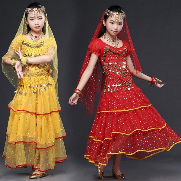 

stage wear children bollywood dance costumes costume for kids belly performance, Black;red
