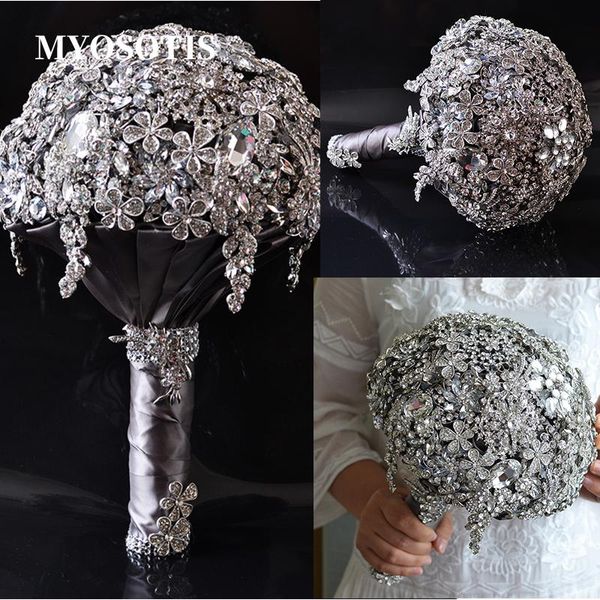 

wedding flowers retro european bride holding full of diamonds artificial ribbon rhinestone bouquets room dance decor girls gifts