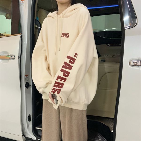 

loose letter printed sweater coat fashion ins autumn and winter 2021 new age reduced minority design pullover women, Black