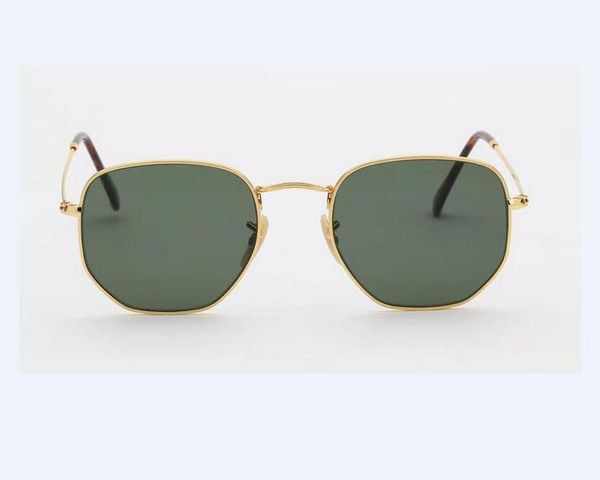 

60sunglasses mens womens hexagonal sunglasses irregular eyewear sun glasses gold metal green glass lenses 51mm, White;black