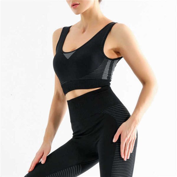 

tracksuits bodybuilding elastic sports bra fitness high waist tight running fast dry yoga suit, Gray