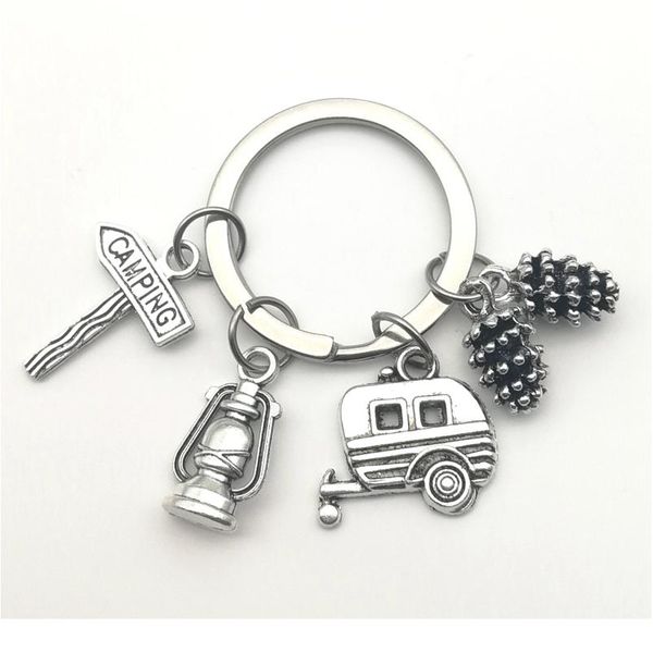 

new camping keychain trailer, rv caravan campground key chain, nature outdoors, summer vacation, snowbirds keyring jllmir