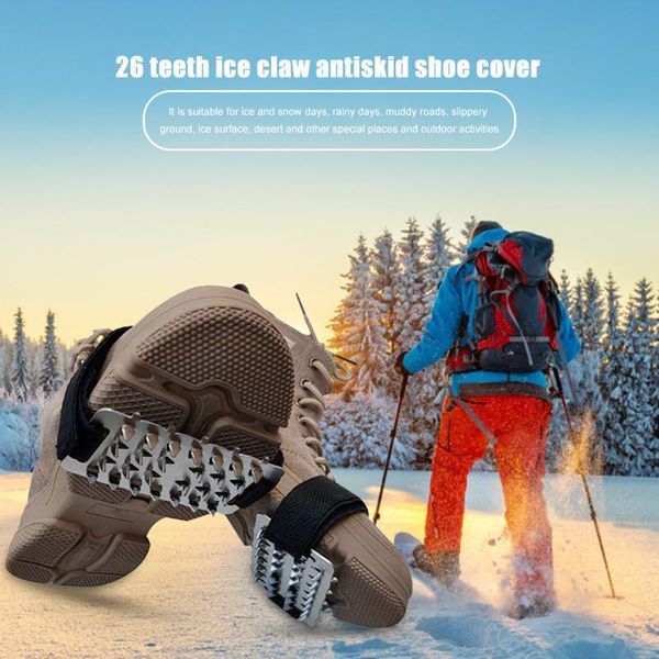 

cords, slings and webbing 26 teeth ice shoes outdoor snow shoe covers non slip spike grips cleats crampons camping portable elements