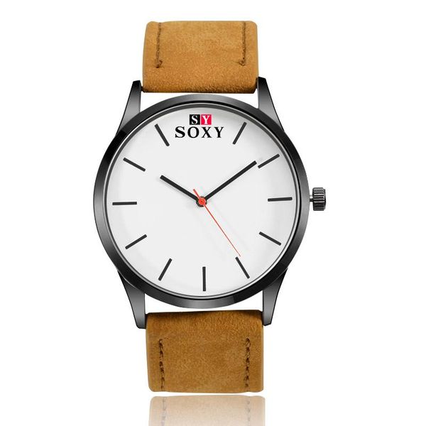 

wristwatches soxy brand minimalist fashion sport watch men leather quartz hours montre homme relogio masculino reloj hombre, Slivery;brown