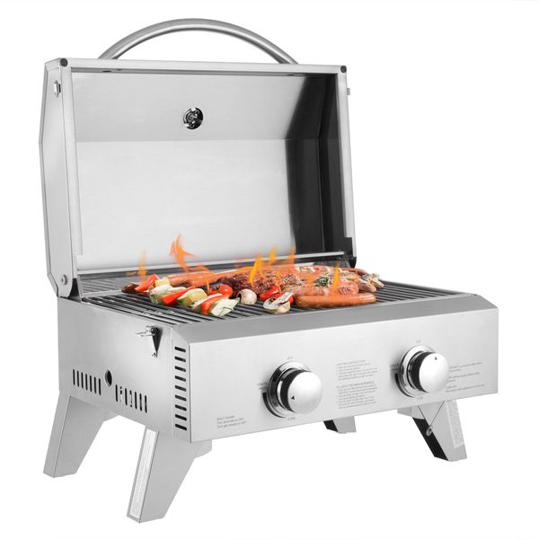 

portable small oven stainless steel tailgating camping beach party small deck double row double head gas grill bbq new arrival