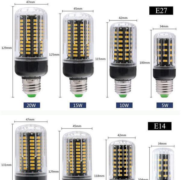 

bulbs real watts no flicker e27 e14 3w 5w 7w 9w 12w 15w smd 5736 led corn lamp stroble b22 bulb 85v-265v light for home