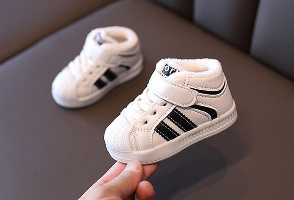 

first walkers baby shoes winter plus velvet cotton shell-toed children's boys girls soft-soled toddler