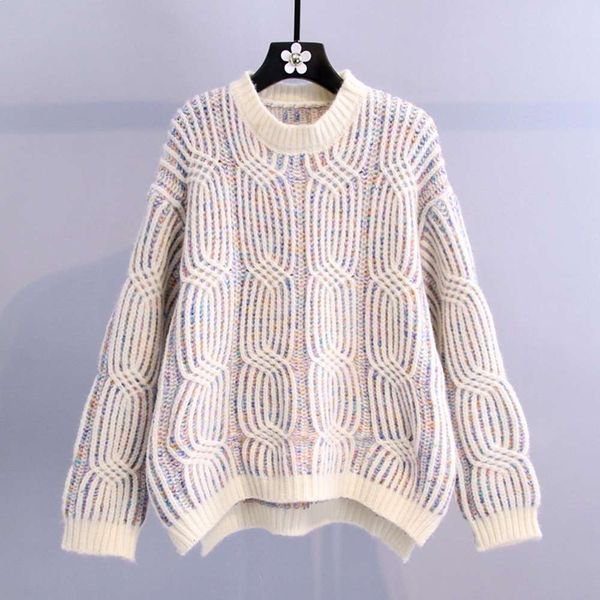 

sweater women's loose fitting, autumn and winter 2020 new lazy hemp jacket, White;black