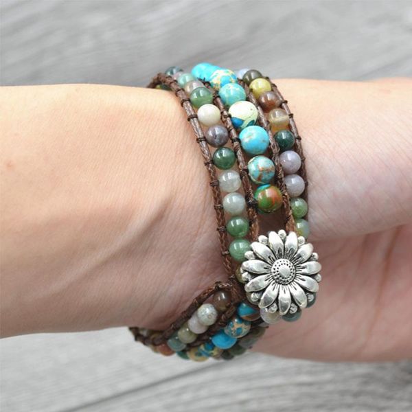 

beaded, strands handmade ethnic charm women bracelet colorful retro three layer round shape fashion jewelry friendship gift wrap beaded, Black