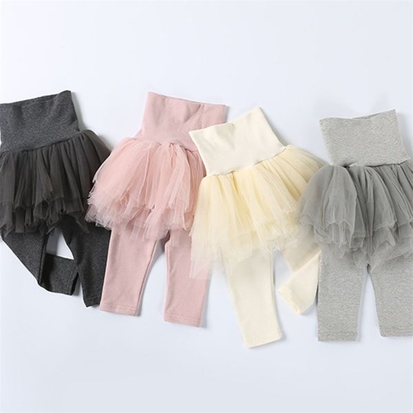 2021 Pantaloni di cotone autunno Neonate Bambini 5 strati Gonna di tulle Leggings skinny Toddler Ball Gown Party Leggings Abbigliamento per bambini 210303