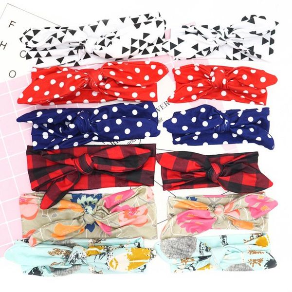 

2pc/set mother baby turban mom and me matching headband mom daughter ears headbands floral print hair accessories
