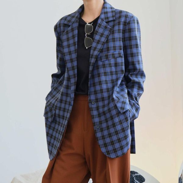 

women's suits & blazers woman fashion plaid jacket, White;black