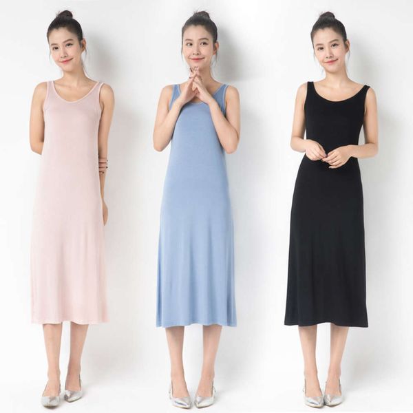 

2021 summer new sweetness with backing shirt solid color vest long skirt modal suspender dress, Gray