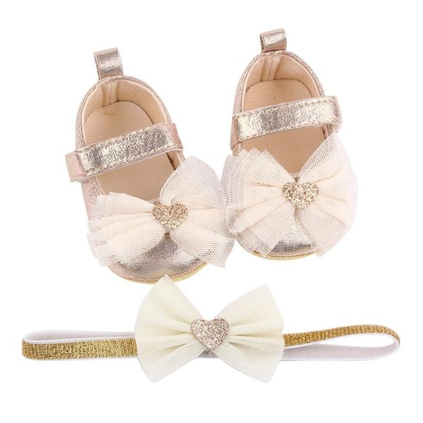 

first walkers soft sole love flats and hairband 2 piece set for infant girls baby baptism shoes headband bowknot lovely prewalker l3