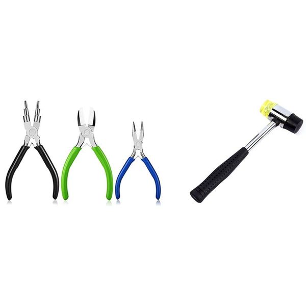 

hand tools 3 pcs jewelry pliers set nylon nose & 1 steel pipe handle installation hamme