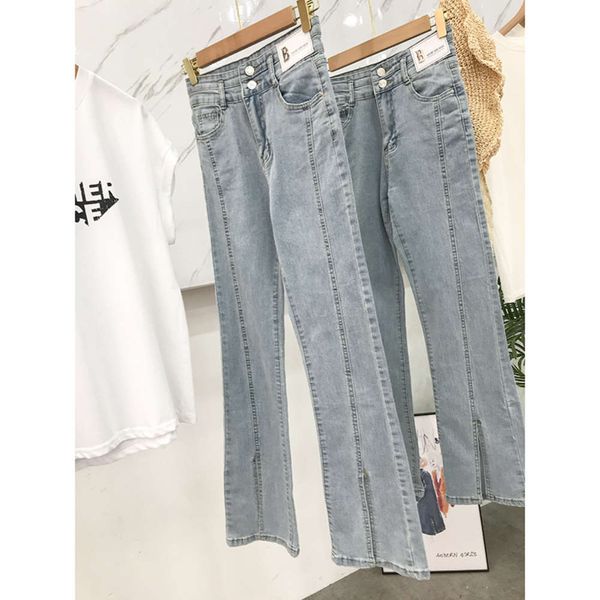 

autumn high waist micro horn pants, Blue