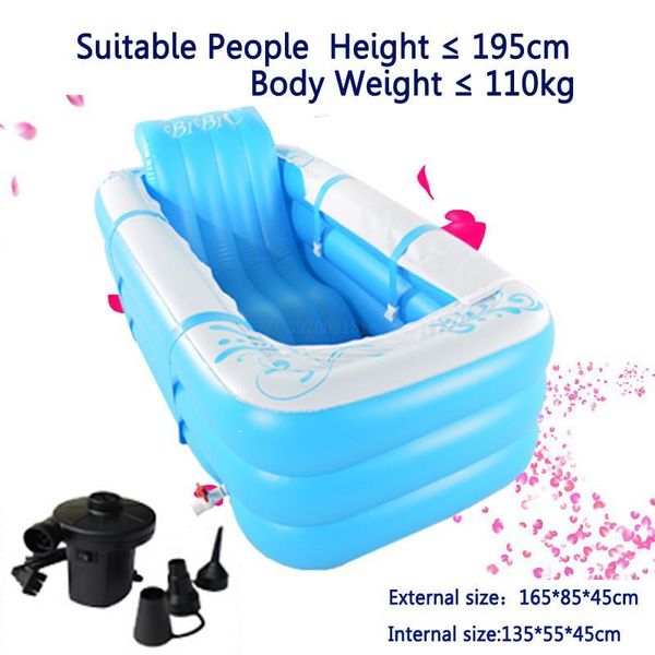 

bathing tubs & seats 130l thicken big inflatable bathtub with removable seat home spa portable foldable insulation bath tub air pump