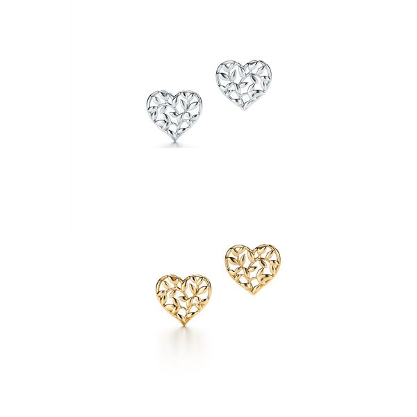 

designer earrings stud piercing fashion for women silver and gold hollow out vine heart style wedding party, Golden;silver