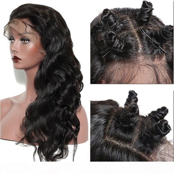 

msjoli full lace wigs body wave human hair brazilian peruvian malaysian indian body wave lace front human hair wigs with baby hair, Black;brown
