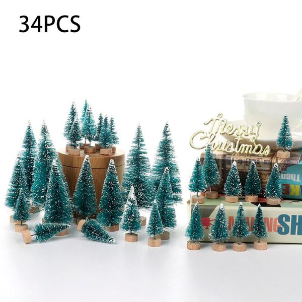 

christmas decorations tree wood base craft pine 34pcs mini sisal est