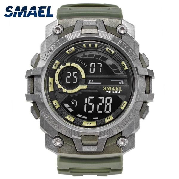 

wristwatches smael electronic digital display time men's watch sports fashion cool dial automatic date update led luminous hands, Slivery;brown