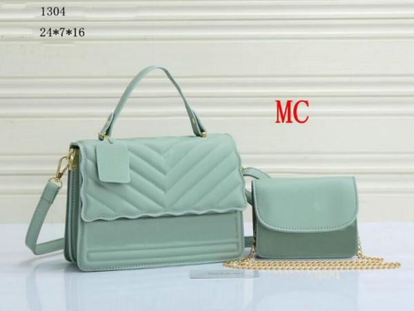 

2022 2pcs/set leather fashion women crossbody bag metal chain handbags flip cover wallet purse diagonal shoulder bags