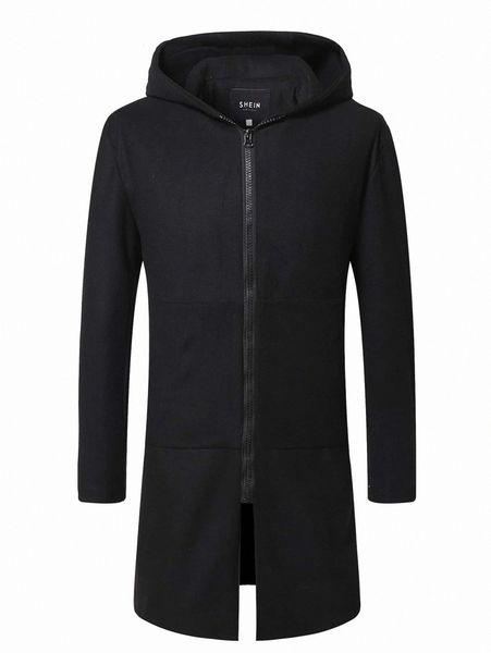 

men zip up hooded overcoat e1lo#, Black;brown