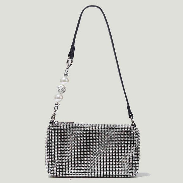 

handbag aw king 2022 rhinestone bag bling full diamond armpit hand carrying inlaid dinner small square, Black;red