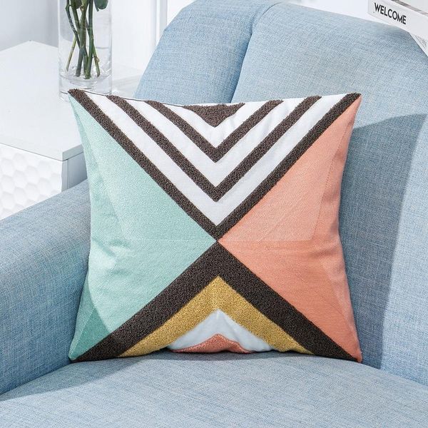 

cushion/decorative pillow ocean geometric pattern towelette embroidered sofa cushion blue mediterranean print art cotton pillowcase with cor