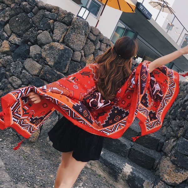 

scarves women spring summer sunscreen cotton beach towel scarf female red bohemian thin anti-ultraviolet sun shade shawl h3037, Blue;gray