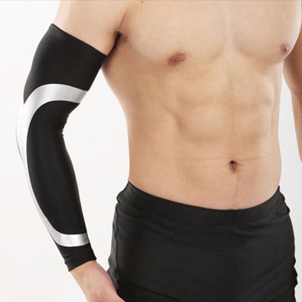 

elbow & knee pads sweat breathable sports arm sleeve anti-skid support brace guard prevent arthritis outdoor safety protector q1149cm, Black;gray