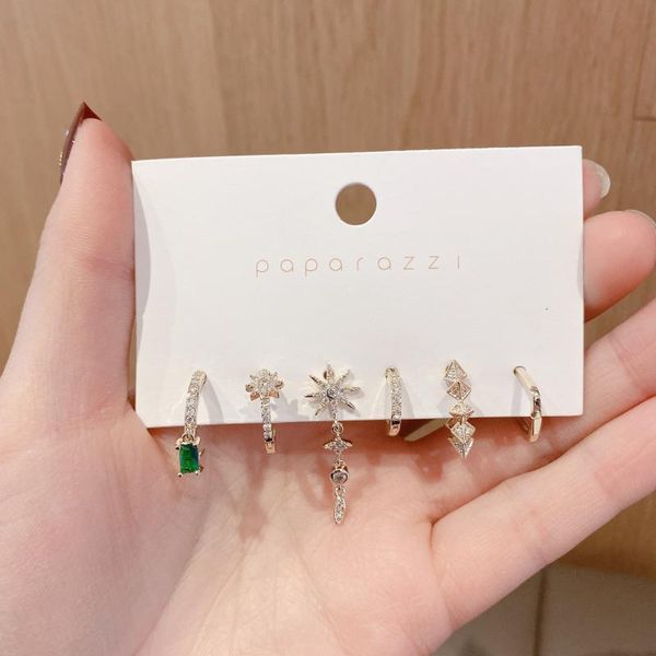 

hoop & huggie creative vintage zircon earrings s925 silver needle personality indifference fashion brand gold plated female, Golden;silver