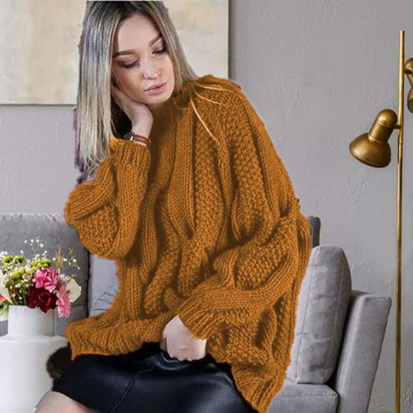 

women's sweaters fall / winter 2021 european and american casual knitwear round neck pullover solid color twist sweater-38, White;black