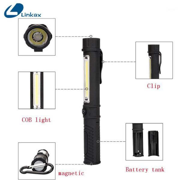 

flashlights torches mini pocket cob led work light pvc inspection lamp magnet penlight outdoor pen1