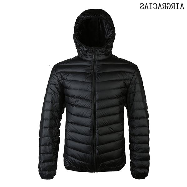 

airgracias 2018 new arrive 90% white duck down jacket men autumn winter warm coat men's light thin coats, Black