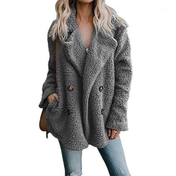 

2019 autumn winter teddy bear coat women plus size coat thick warm winter jacket female long sleeve ladies coats1, Black