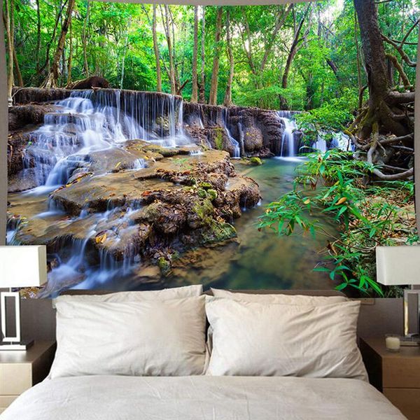 

tapestries forest backdrop waterfall wall tapestry practical background cloth decorations hanging landscape scenery