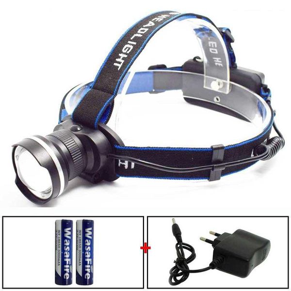 

head lamps xm-l t6 led headlamp zoomable headlight 3 modes light lamp forehead lantern torch with 18650 battery + charger for camping