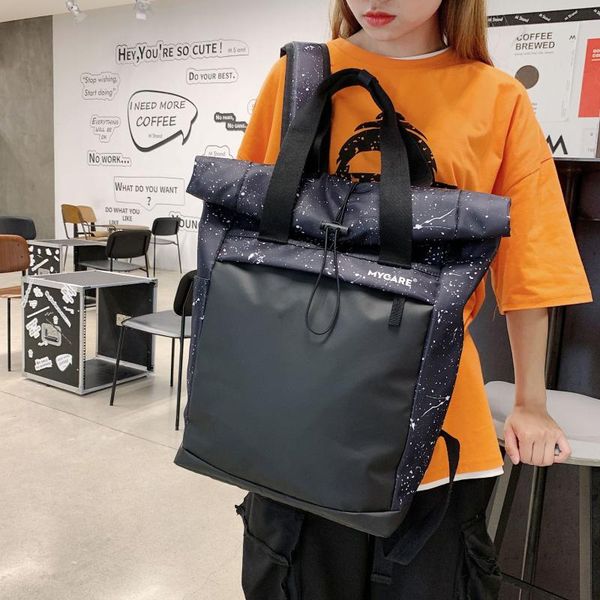 

backpack the korean version of contrast color bucket men's casual campus student schoolbag women