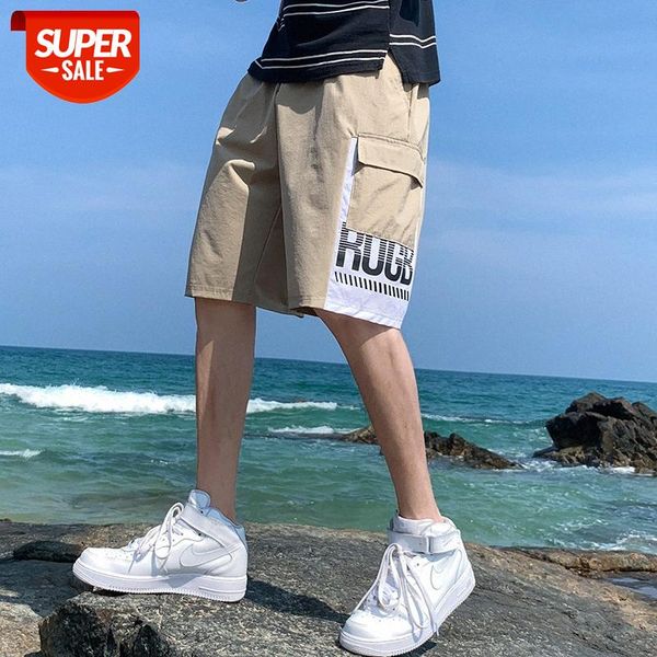 

junior high school student overalls shorts men's five-point pants loose casual outer wear sports #ii8k, Black
