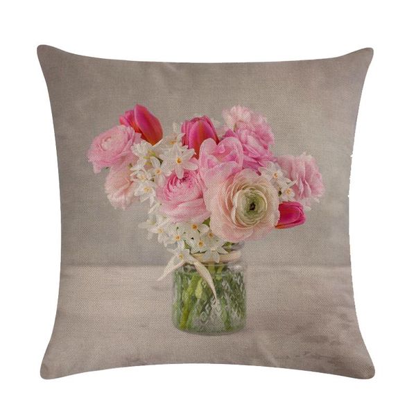 

nordic flower bouquet glass jar vase floral home decorative sofa throw pillow case cotton linen watercolor flowers cushion cover