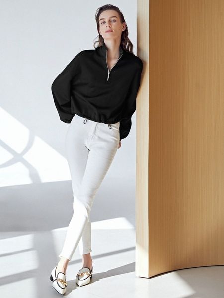 

motf premium viscose balloon sleeve sweatshirt a5cu#, White;black